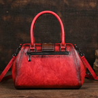 Florina - Gegravierte Lederhandtasche mit Blumenmuster