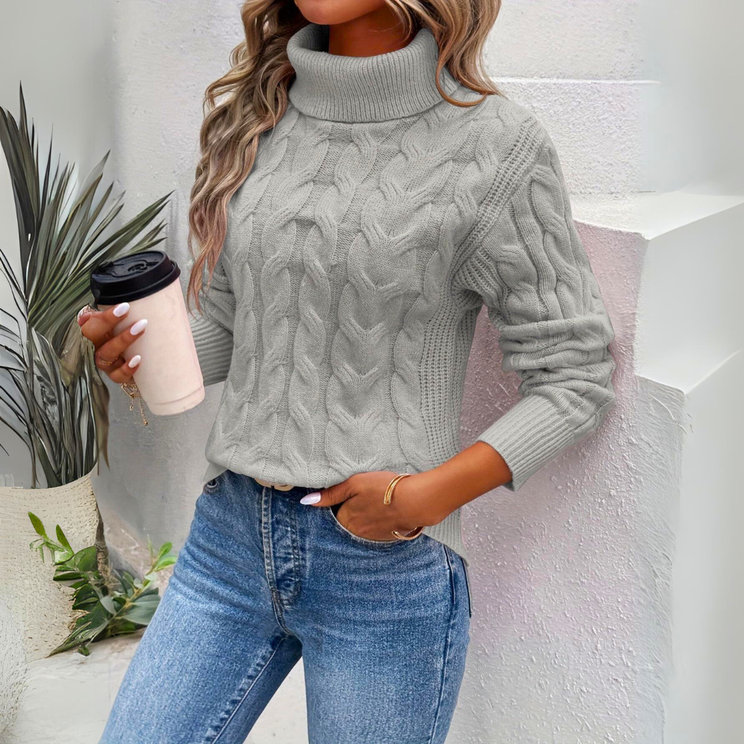 Giorgia – Zopfmuster-Rollkragenpullover