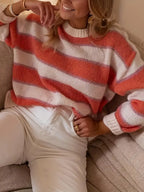 Julietta -Gestreifter Pullover in Blush