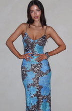Hera - Blue Jaguar Maxi Dress