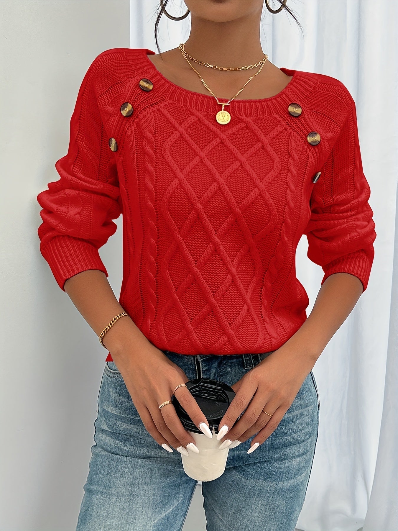 Bella – Zopfmuster-Strickpullover