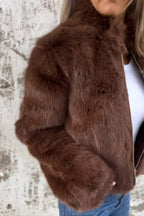 Jamie - Modische Kunstfell-Turtleneck-Jacke mit Reißverschluss für den Alltag