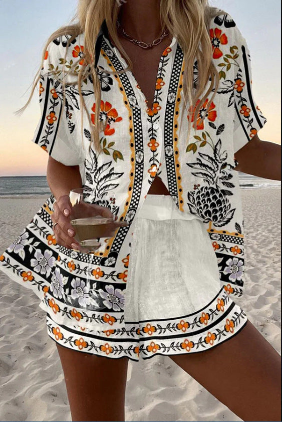 Irella™ | Leinen-Shorts-Set mit Blumen-Print