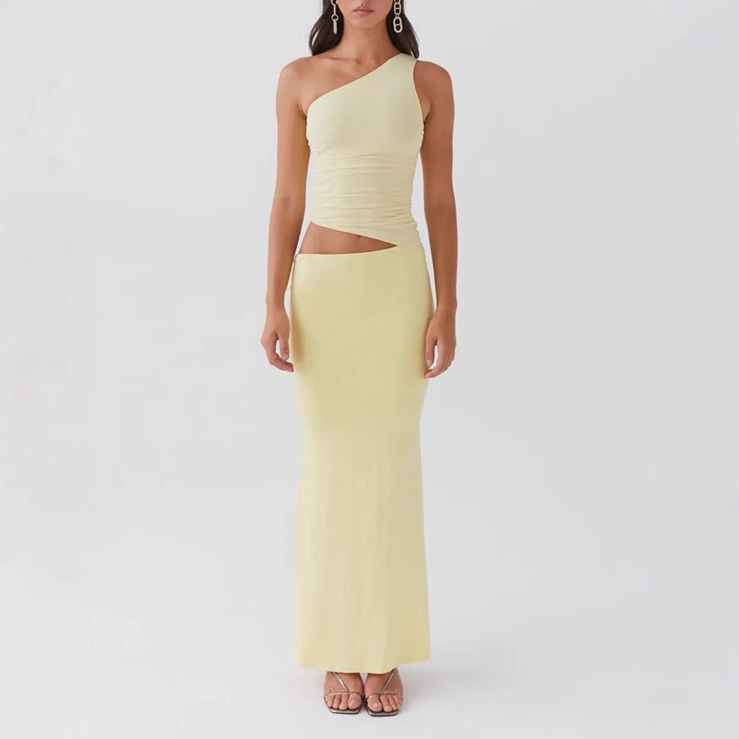 Neomie - Cremefarbener Fishtail Maxi-Rock