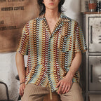 Gemusterte Herren Kurzarm-Strickjhemd