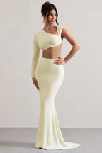 Neomie - Cremefarbener Fishtail Maxi-Rock