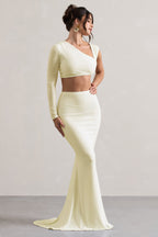 Neomie - Cremefarbener Fishtail Maxi-Rock