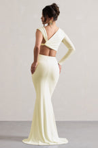 Neomie - Cremefarbener Fishtail Maxi-Rock