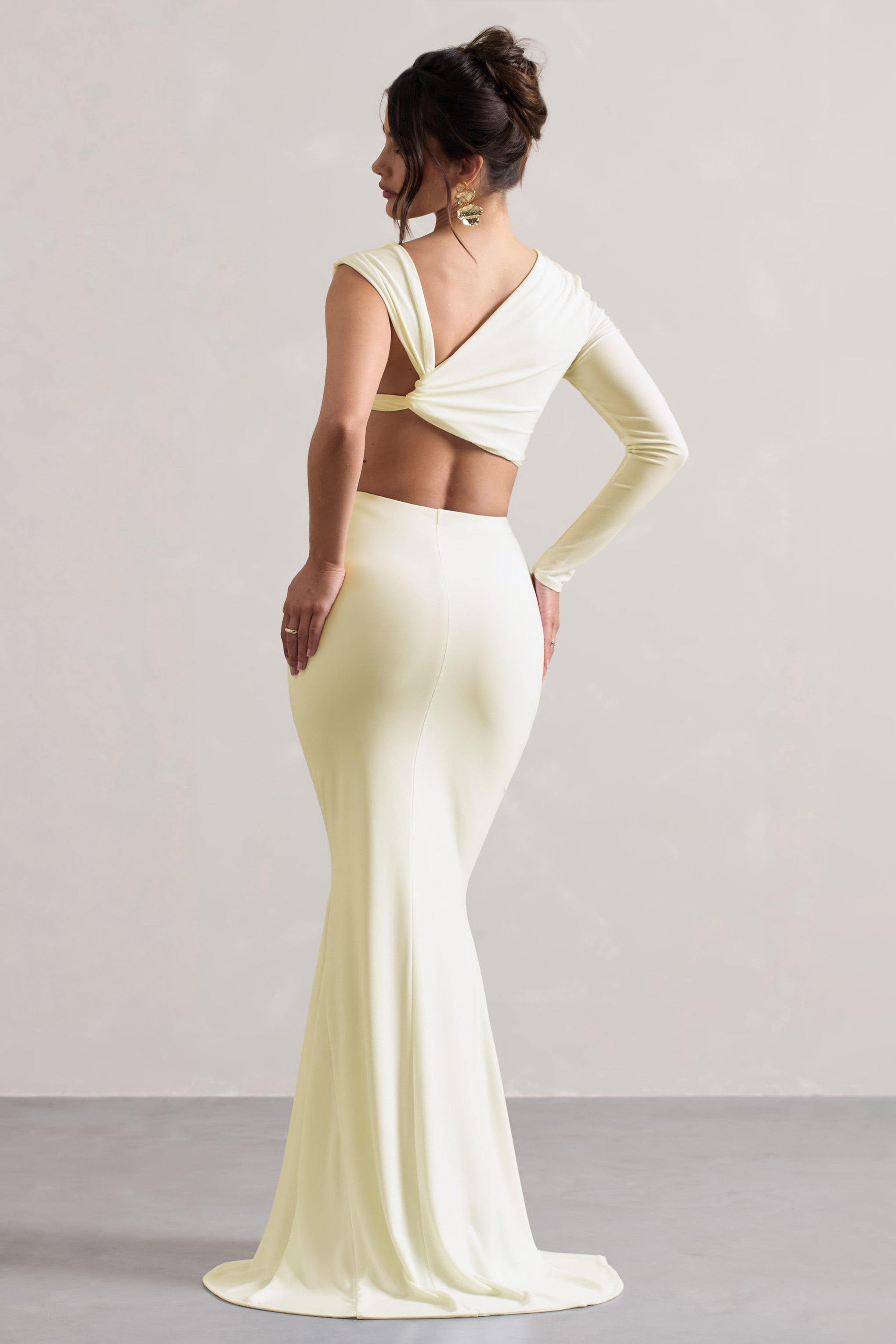 Neomie - Cremefarbener Fishtail Maxi-Rock