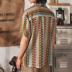 Gemusterte Herren Kurzarm-Strickjhemd