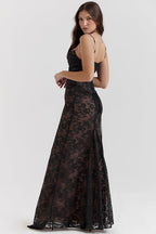 Thalassa - Shoulder-On Floral Lace Maxi Dress