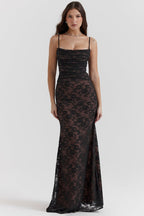Thalassa - Shoulder-On Floral Lace Maxi Dress