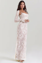 Thalassa - Shoulder-On Floral Lace Maxi Dress