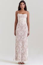 Thalassa - Shoulder-On Floral Lace Maxi Dress