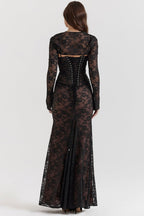 Thalassa - Shoulder-On Floral Lace Maxi Dress