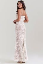 Thalassa - Shoulder-On Floral Lace Maxi Dress