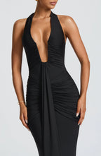 Rhea - Drapiertes Jersey-Maxikleid