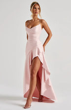 Atë - SATIN RUFFLE MAXI DRESS