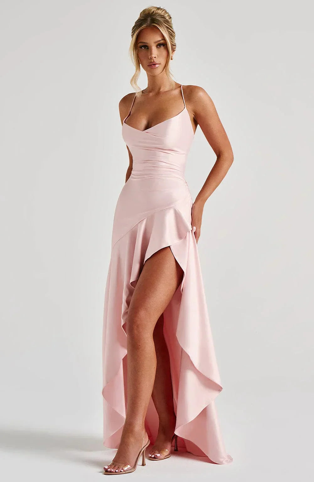 Atë - SATIN RUFFLE MAXI DRESS