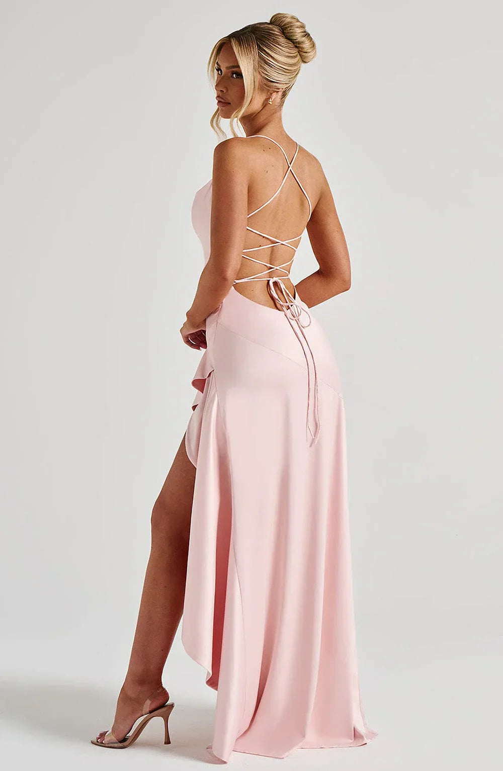 Atë - SATIN RUFFLE MAXI DRESS