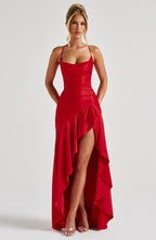Atë - SATIN RUFFLE MAXI DRESS